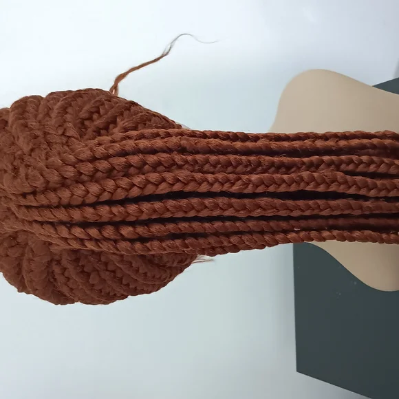 Sophisticated Brown Cornrow Wig with Geometric Pattern